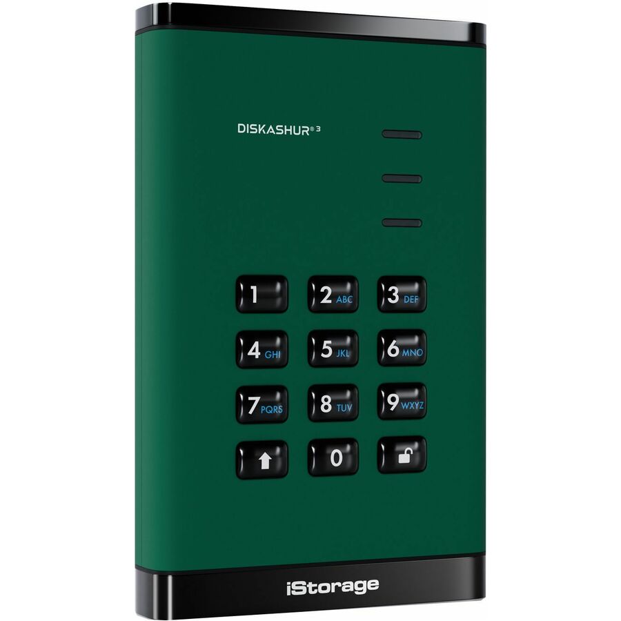 iStorage diskAshur3 512 GB Portable Solid State Drive | Green | Incorporated Common Criteria EAL 5+ | PIN protected | AES 256-bit Full Disk Hardware Encryption | Dust/Water Resistant | TAA Compliant