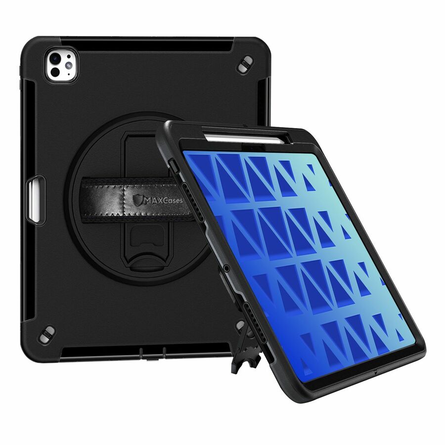MAXCases Extreme Shield for iPad Pro 13" (M4 2024/M5 2025) w/ Handstrap, Shoulder Strap & Pencil Garage (Black)