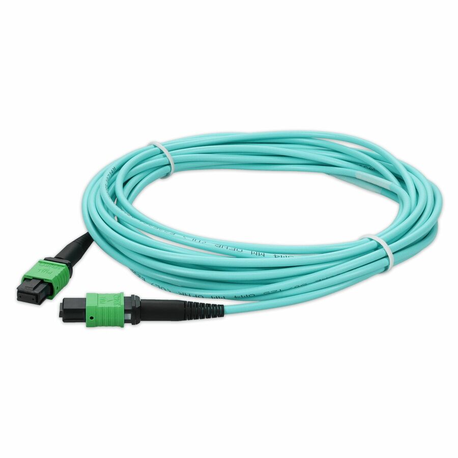 AddOn 15m MPO/APC to MPO/APC Aqua OM4 LSZH 12-Strand Fiber Patch Cable