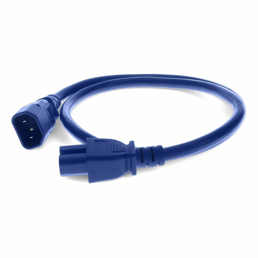 AddOn 1ft C14 Male to C15 Female 14AWG 100-250V at 15A Blue Power Cable