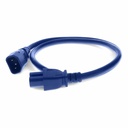AddOn 1ft C14 Male to C15 Female 14AWG 100-250V at 15A Blue Power Cable