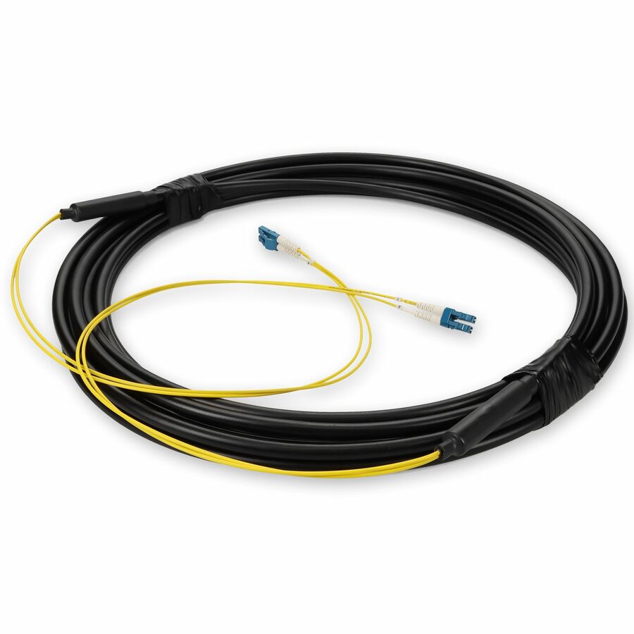 AddOn 10m LC to LC Black OS2 Duplex OFNR (Riser-Rated) SMF Fiber Outdoor Patch Cable