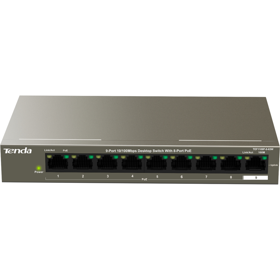 Tenda 9-Port 10/100Mbps Desktop Switch With 8-Port PoE