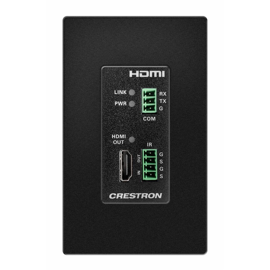 Crestron DM Essentials 4K60 4:4:4 Receiver for HDMI, RS-232, and IR Signal Extension over CATx Cable, Wall Plate, Black