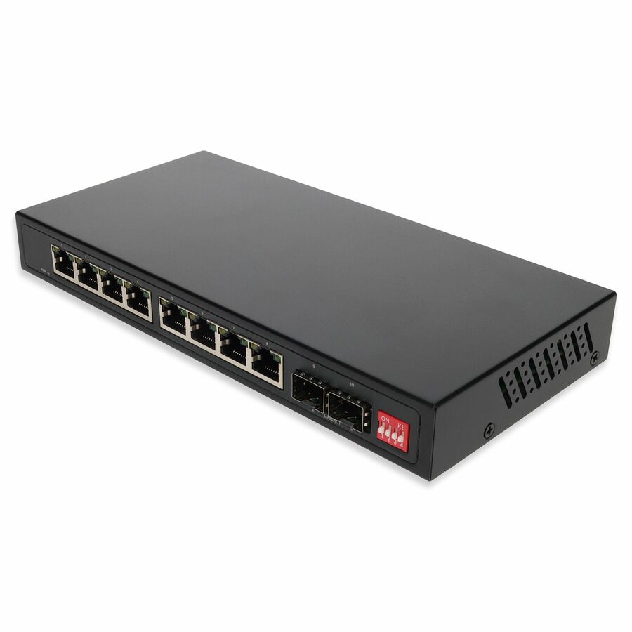 AddOn 10/100/1000Base-TX(RJ-45) x8 to 2 Open SFP Port POE Media Converter