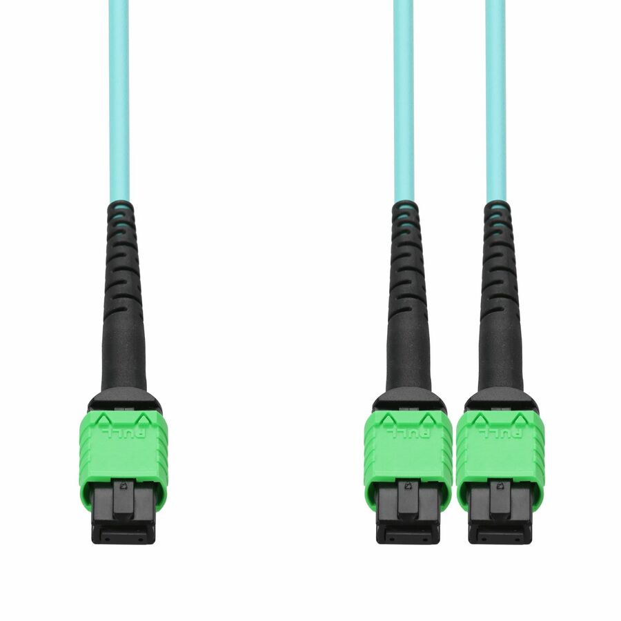 AddOn Mellanox® Compatible 15m MPO-8/APC to 2xMPO/APC Aqua OM4 LSZH 8-Strand Fiber Patch Cable