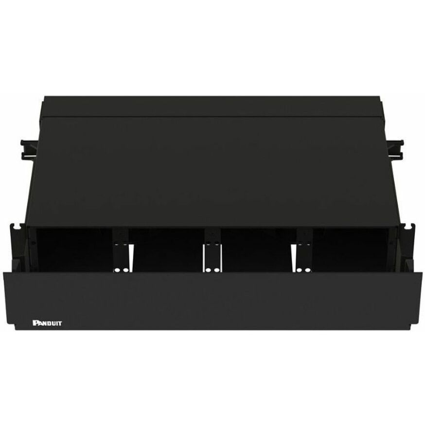 Panduit Opticom Rack Mount Enclosure, Black, 2 RU, 8 FAP/Cassette Slots