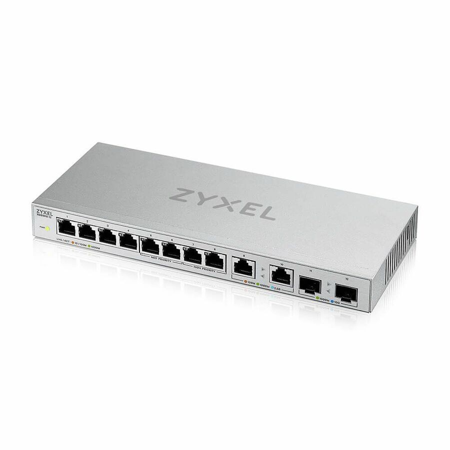 Zyxel 12-Port Multi-Gigabit Ethernet Unmanaged Switch | 2 x 2.5GB | 2 x 10G SFP+ Fiber | 8 x GbE Ports | Plug & Play | Desktop or Wall-Mount | Ethernet Splitter | Lifetime Warranty | XGS1010-12