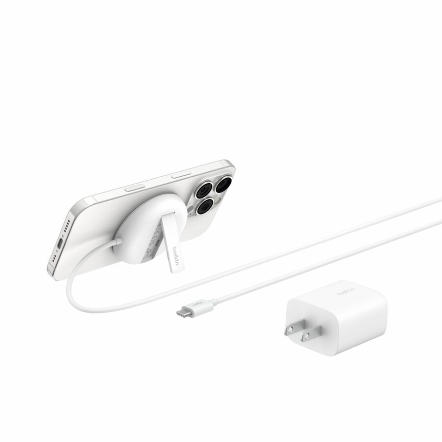 Belkin 15W Wireless Magnetic Charging Pad w/ Qi2 for iPhones & Airpods - Fast Charge - Portable Charger - White