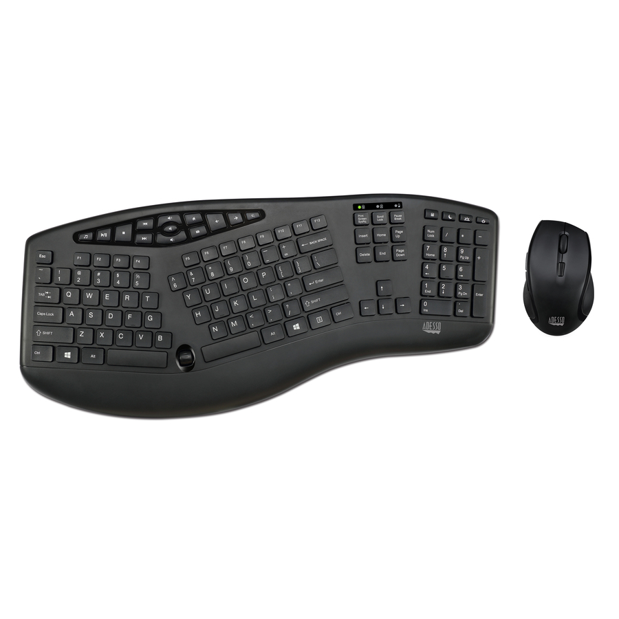Adesso TruForm 1600 Wireless Ergonomic Keyboard and Optical Mouse