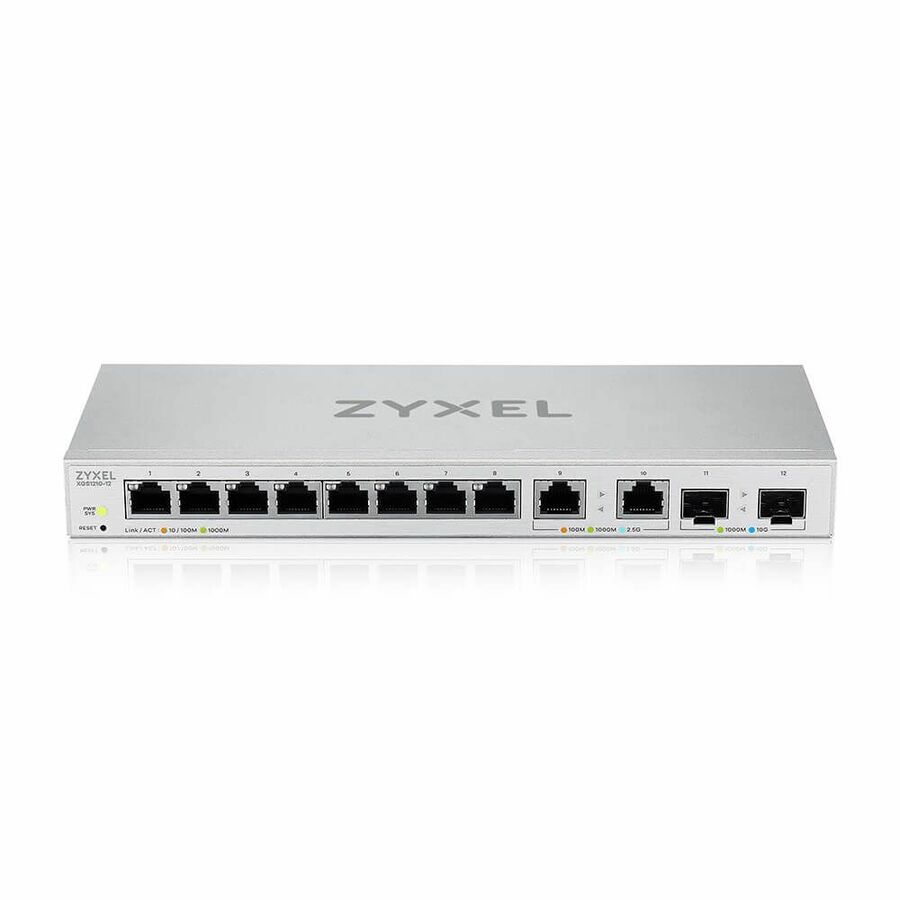 Zyxel 12-Port Multi-Gigabit Ethernet Web Managed Switch | 2 x 2.5GB | 2 x 10G SFP+ Fiber | 8 x GbE Ports | Plug & Play | Desktop or Wall-Mount | Ethernet Splitter | Lifetime Warranty | XGS1010-12
