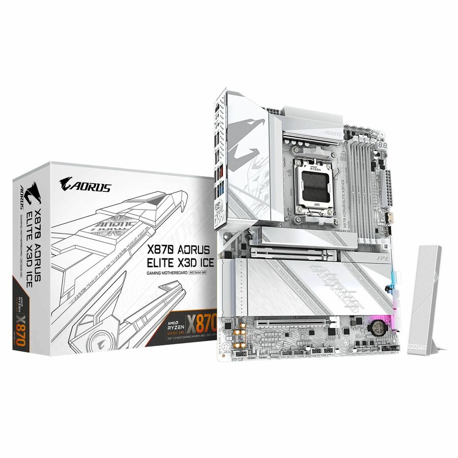 Aorus Ultra Durable X870 A ELITE X ICE Gaming Desktop Motherboard - AMD X870 Chipset - Socket AM5 - ATX