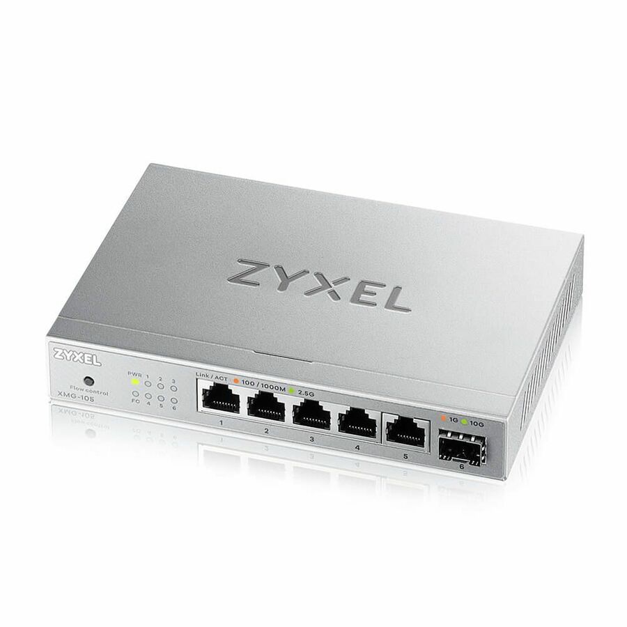 Zyxel 8-Port 2.5Gb MultiGig Ethernet Unmanaged Switch | 5 x 100/1G/2.5G Ports + 1 x 10G SFP+ | Plug & Play | Metal Housing | Desktop or Wall-Mount | Ethernet Splitter | Lifetime Warranty | XMG-105