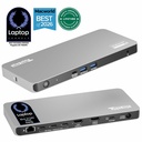 Plugable USB C Docking Station 5 Monitors, 140W DisplayLink Dock Connects up to Five 4K Displays for MacBook Windows Thunderbolt 4 Laptops