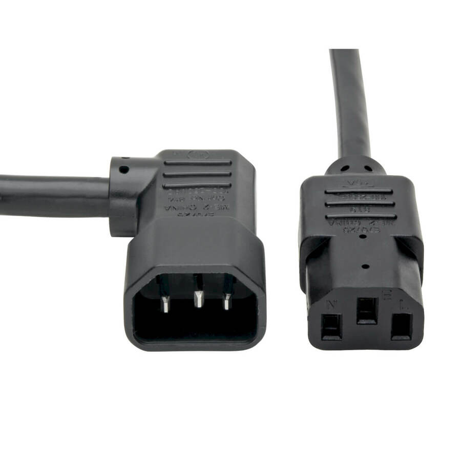 Tripp Lite by Eaton Heavy-Duty PDU Power Cord C13 to Right-Angle C14 - 15A 250V 14 AWG 6 ft. (1.83 m) Black