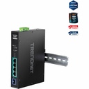 TRENDnet 5-Port Industrial Gigabit PoE+ Switch, Wide Temperature Range -20° - 65°C (-4° - 149°F), DIN-Rail Switch, 50-55V DC, 4 x Gigabit PoE+ Ports, 1 x Gigabit SFP Slot, TI-PGM541, Black