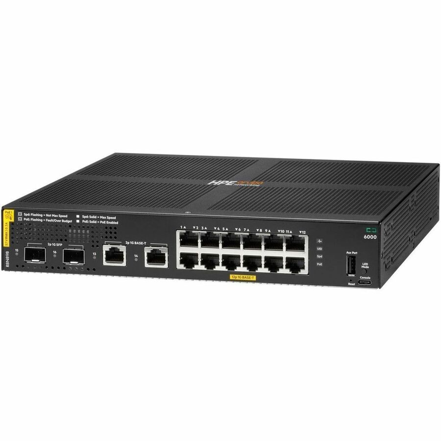 Aruba CX 6000 12p 10M/100M/1G Class4 PoE 2p SFP 1G 139W Switch