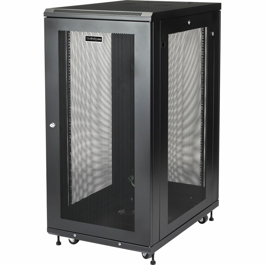 StarTech 4-Post 24U Server Rack Cabinet, 19" Data Rack Cabinet for Computer / IT Equipment, Home Network Rack, Half Height Server Rack
