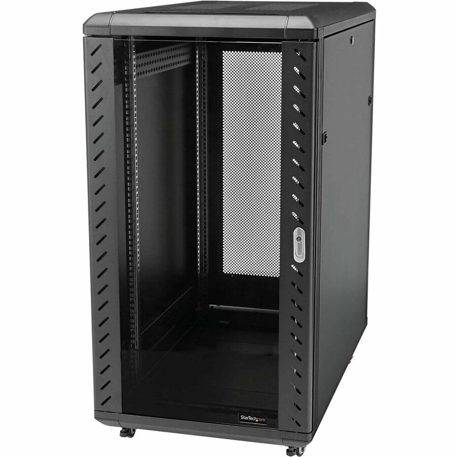 StarTech 4-Post 22U Server Rack Cabinet, 19" Data Rack Cabinet for Computer / IT Equipment, Home Network Rack, Half Height Server Rack
