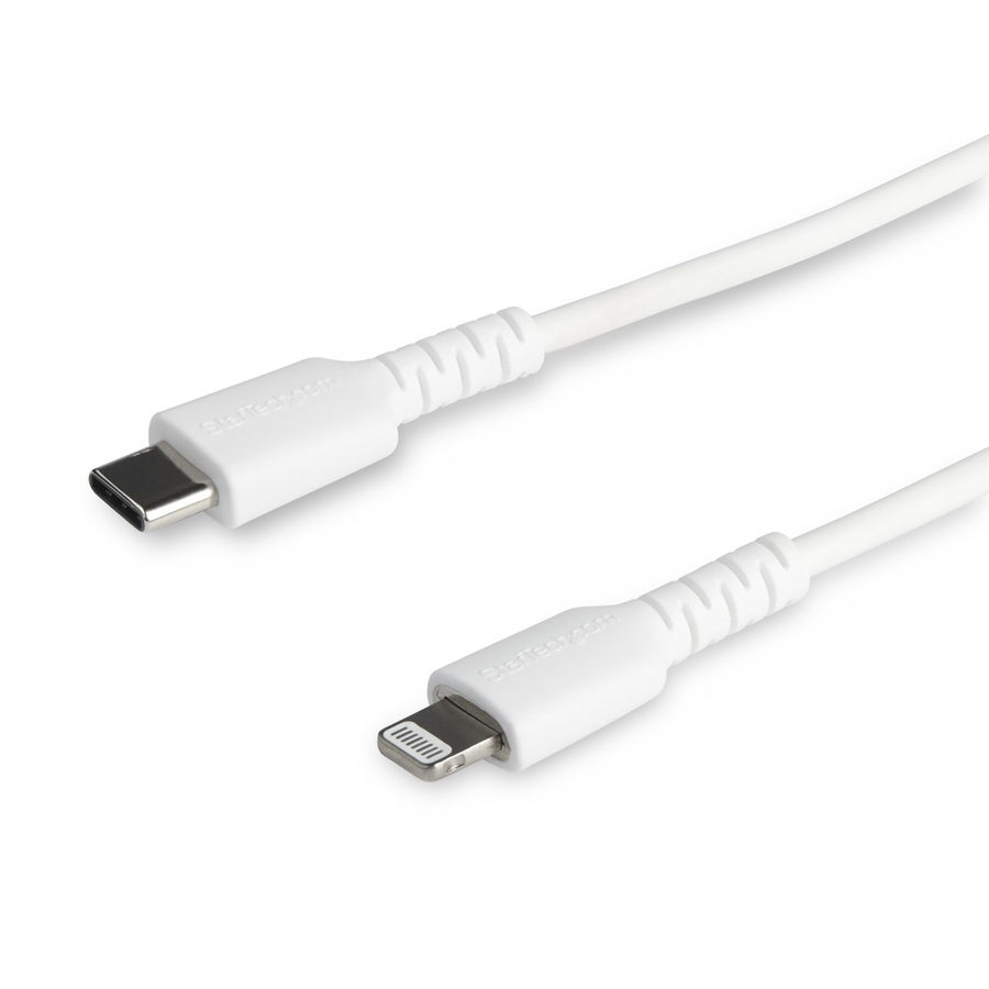 StarTech 6 foot/2m Durable White USB-C to Lightning Cable, Rugged Heavy Duty Charging/Sync Cable for Apple iPhone/iPad MFi Certified