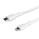 StarTech 6 foot/2m Durable White USB-C to Lightning Cable, Rugged Heavy Duty Charging/Sync Cable for Apple iPhone/iPad MFi Certified