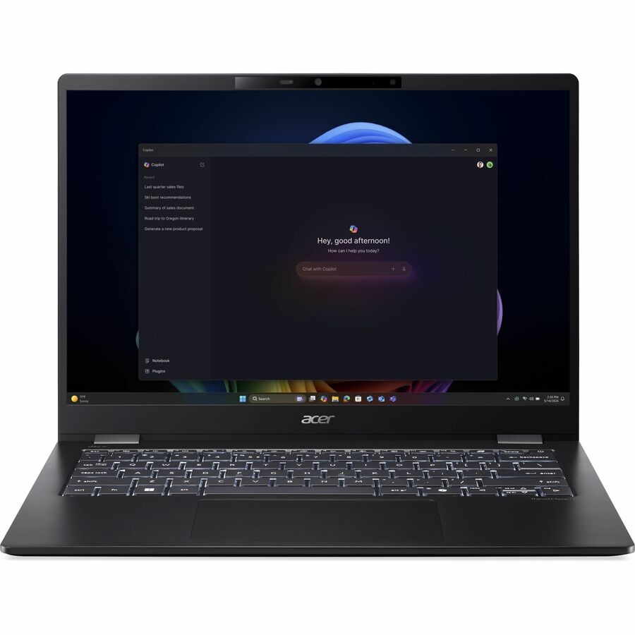 Acer TravelMate P6 14 AI TMP614-54T TMP614-54T-79DF 14" Touchscreen Copilot+ PC Notebook - WUXGA - 60 Hz - Intel Core Ultra 7 258V - 32 GB - 1 TB SSD - English Keyboard - Black