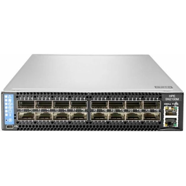 HPE 100GbE 16QSFP28 Power to Connector Airflow Half Width Switch SN2100M with NVIDIA Cumulus