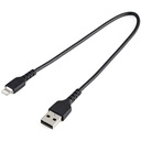 StarTech 12inch/30cm Durable Black USB-A to Lightning Cable, Rugged Heavy Duty Charging/Sync Cable for Apple iPhone/iPad MFi Certified