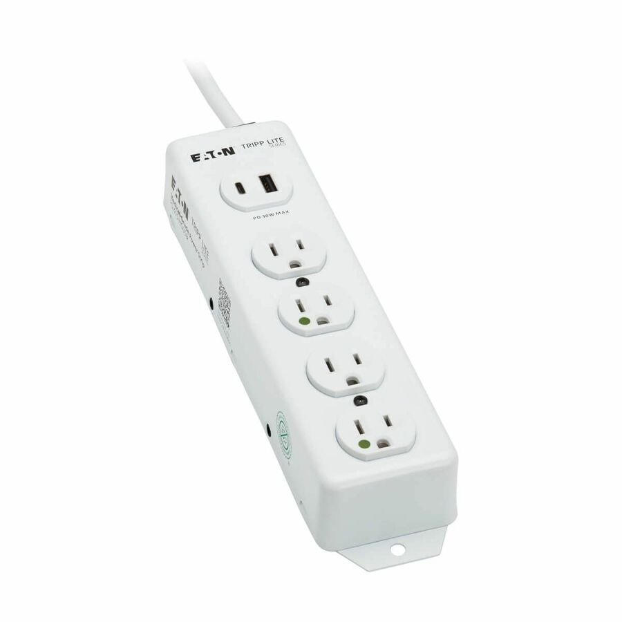 Eaton Tripp Lite Series Safe-IT UL 1363 Medical-Grade Power Strip, 4 Hospital-Grade Outlets, USB Charging, Safety Covers, Antimicrobial, 15 ft. Cord