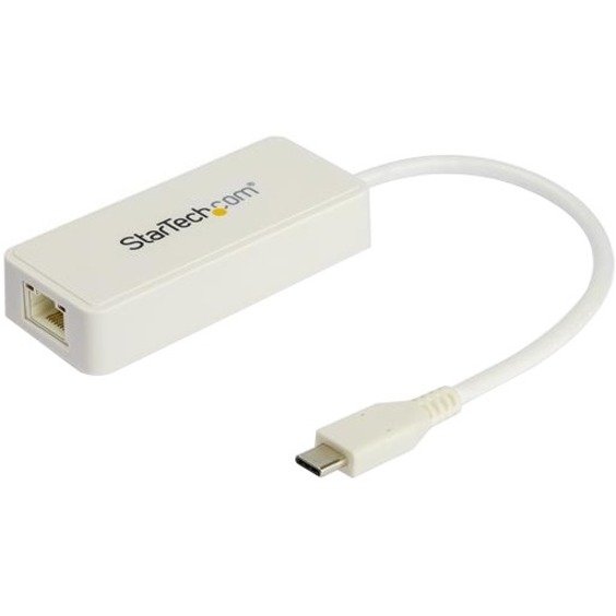 StarTech USB C to Gigabit Ethernet Adapter with USB A Port - White 1Gbps NIC USB 3.0/3.1 Type C to RJ45 Port/LAN Network Adapter TB3