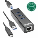 Plugable 3-Port USB 3.0 Hub with Gigabit Ethernet | Compatible with Windows, macOS, Linux, and ChromeOS