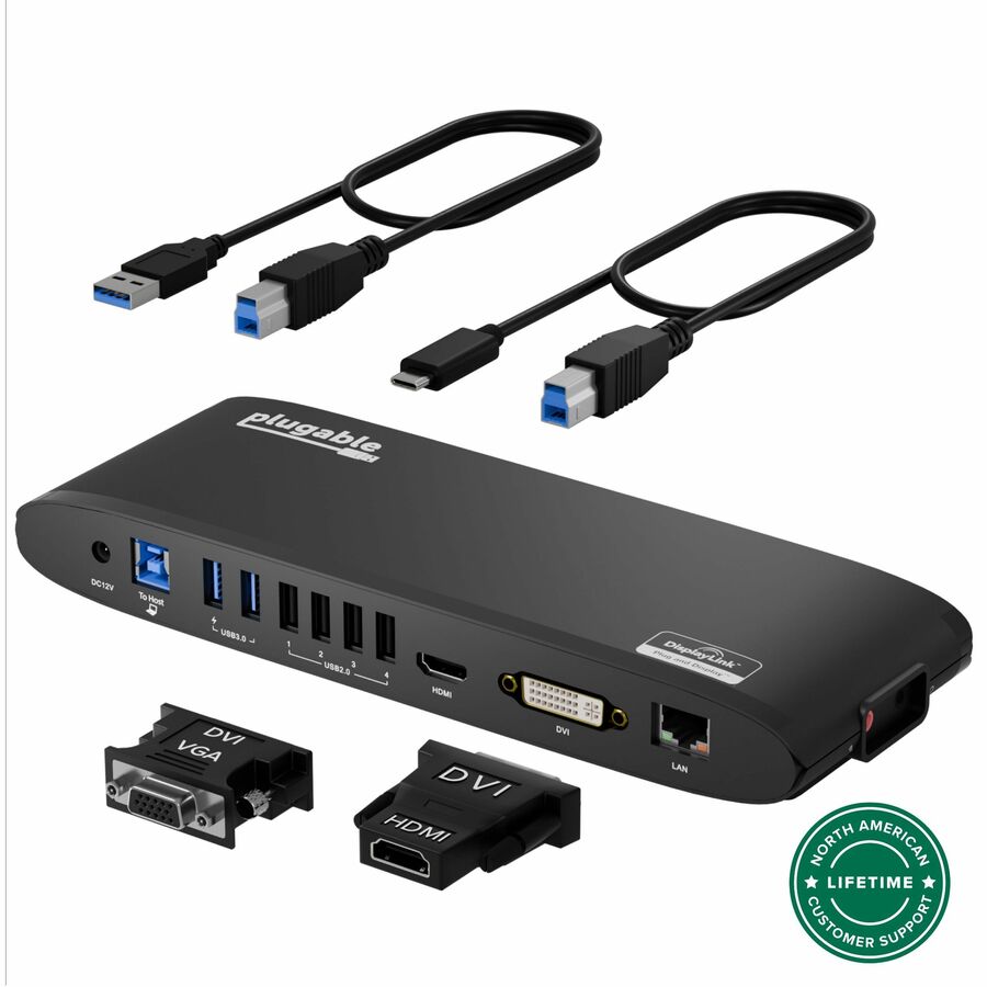 Plugable USB 3.0 Universal Laptop Docking Station for Windows and Mac