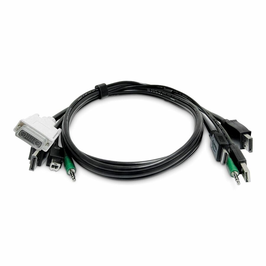 StarTech 6ft (1.8m) Dual-Display KVM Cable, HDMI and DisplayPort to DVI and DP, USB 2.0, 3.5mm, Universal Combo Cable, TAA