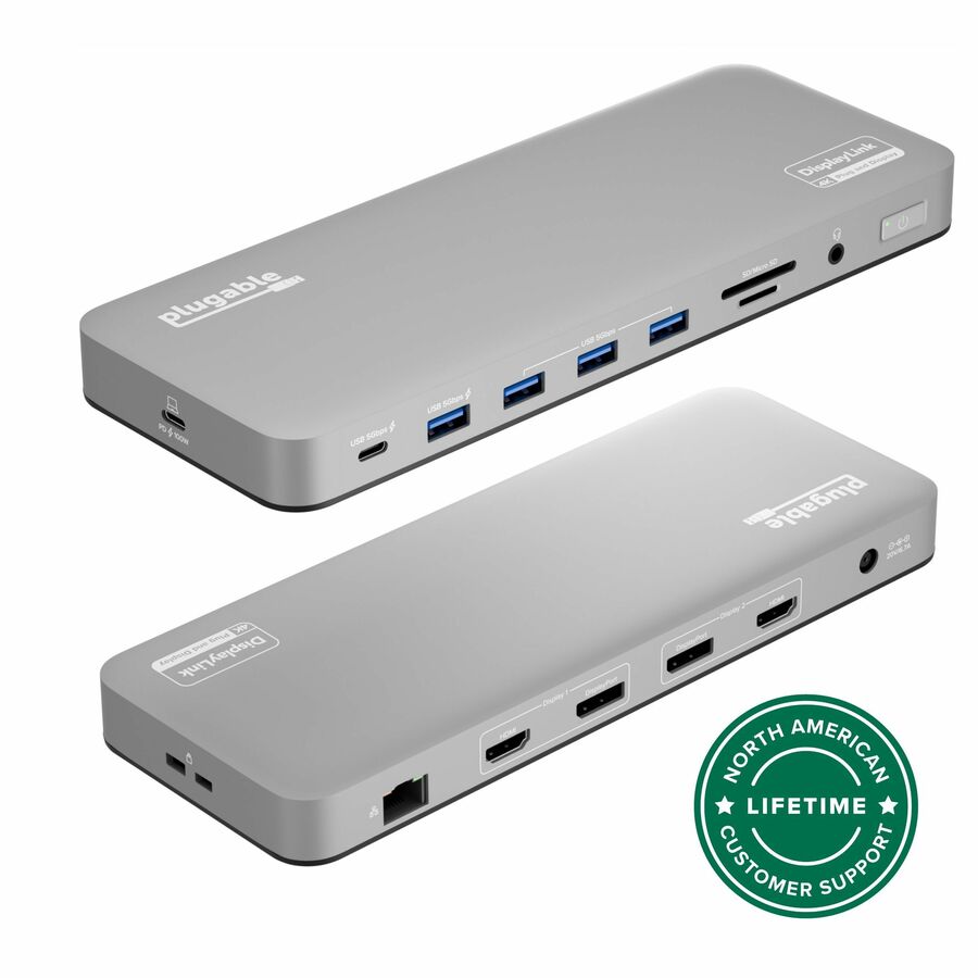 Plugable USB C Laptop Docking Station, Dual Monitor 4K 60Hz for Apple Mac M1/M2/M3/M4/M5/Neo