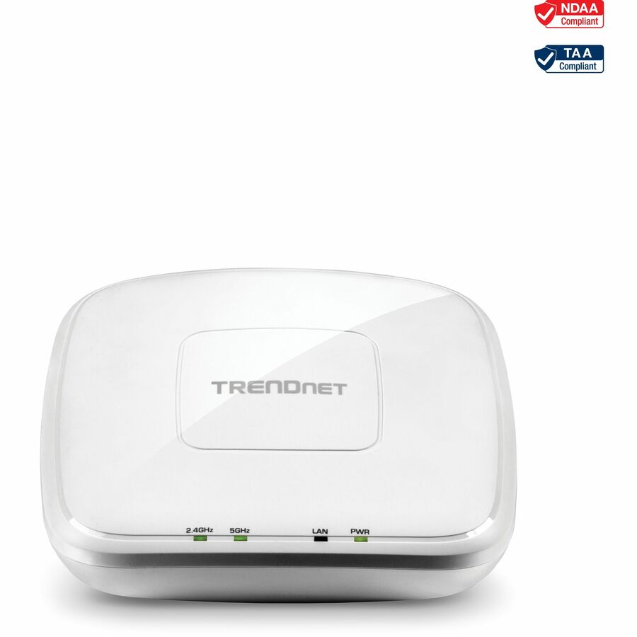 TRENDnet AC1750 Dual Band PoE Access Point, 1300Mbps WiFi AC+450 Mbps WiFi N, WDS Bridge, WDS Station, Repeater Modes, Band Steering, WiFi Traffic Shaping, IPv6, White, TEW-825DAP