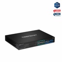 TRENDnet 12-Port Gigabit PoE+ Smart Surveillance Switch with 8 x Gigabit PoE+ Ports; TPE-3012LS; 2 x Gigabit Ports; 2 x SFP Slots; 110W PoE Budget; Long Range PoE+; VLAN; QoS; LACP; ONVIF