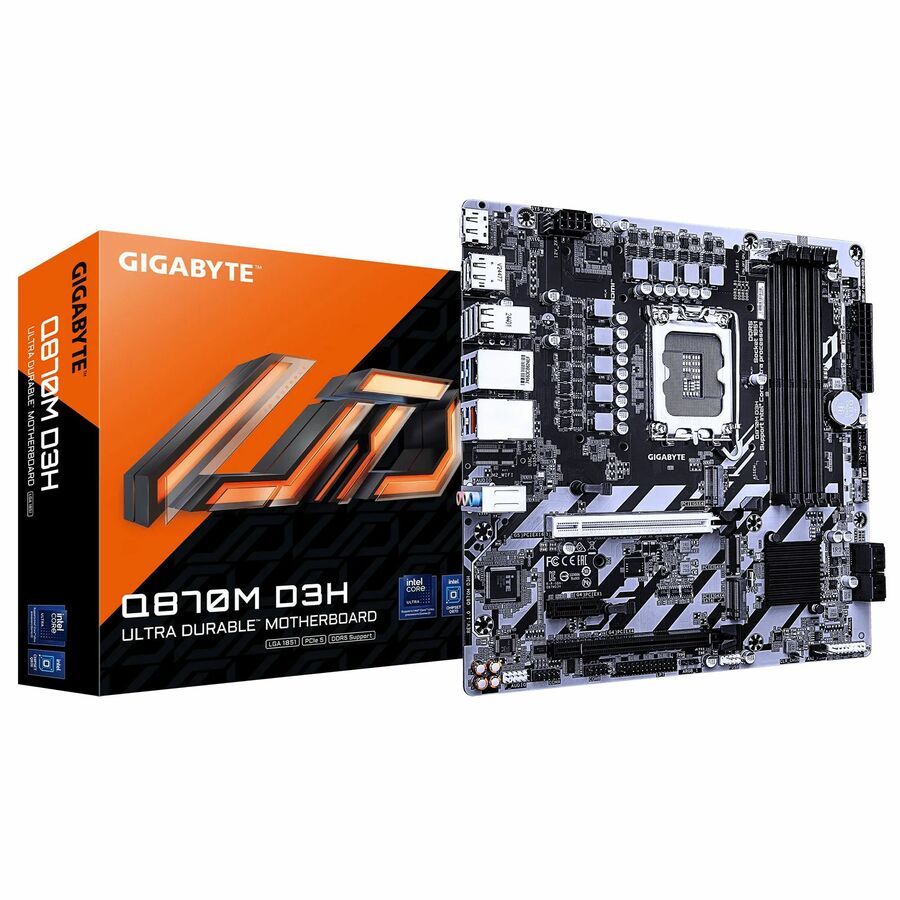 GIGABYTE Ultra Durable Q870M D3H Desktop Motherboard - Intel Q870 Chipset - Socket LGA-1851 - ATX