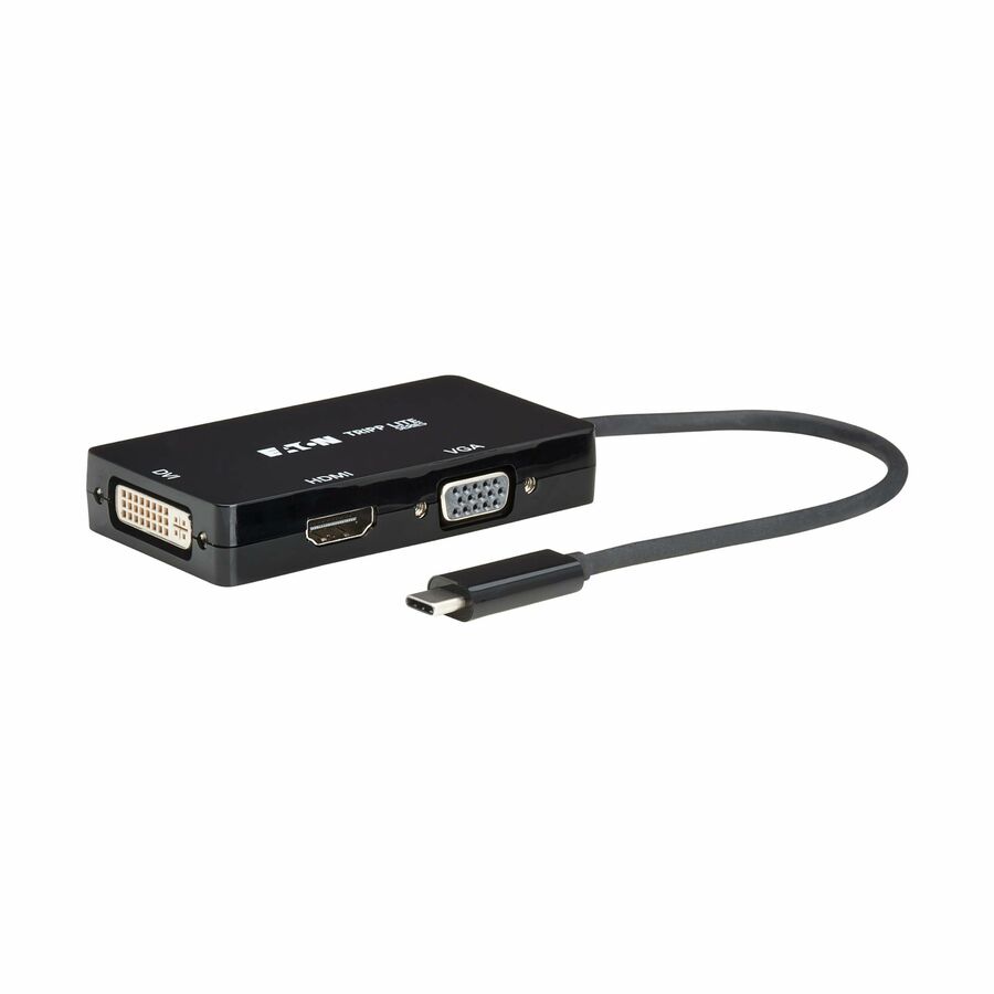 Eaton Tripp Lite Series USB-C Multiport Adapter (M/3xF) - 4K 60 Hz HDMI, DVI, VGA, HDCP, Black