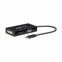 Eaton Tripp Lite Series USB-C Multiport Adapter (M/3xF) - 4K 60 Hz HDMI, DVI, VGA, HDCP, Black