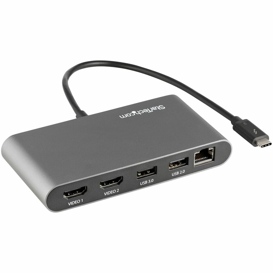 StarTech Dual-Monitor Thunderbolt Mini Dock, 4K 60Hz HDMI, Driverless Hub for Windows & Mac, Gigabit Ethernet, 2x USB-A