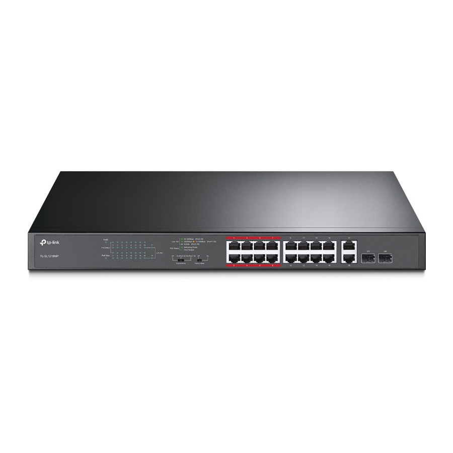 TP-Link TL-SL1218MP - 16 Port 10/100Mbps Fast Ethernet PoE Switch