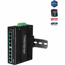 TRENDnet 8-Port Hardened Industrial Unmanaged Gigabit 10/100/1000Mbps DIN-Rail Switch w/ 8 x Gigabit PoE+ Ports; TI-PG80B; 24 56V DC Power inputs with Overload Protection