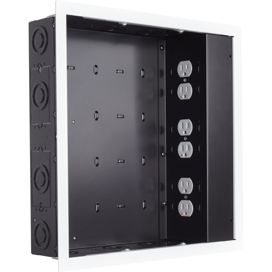 Chief Proximity In-Wall Storage Box - With 6 Receptacle Filter & Surge - Black