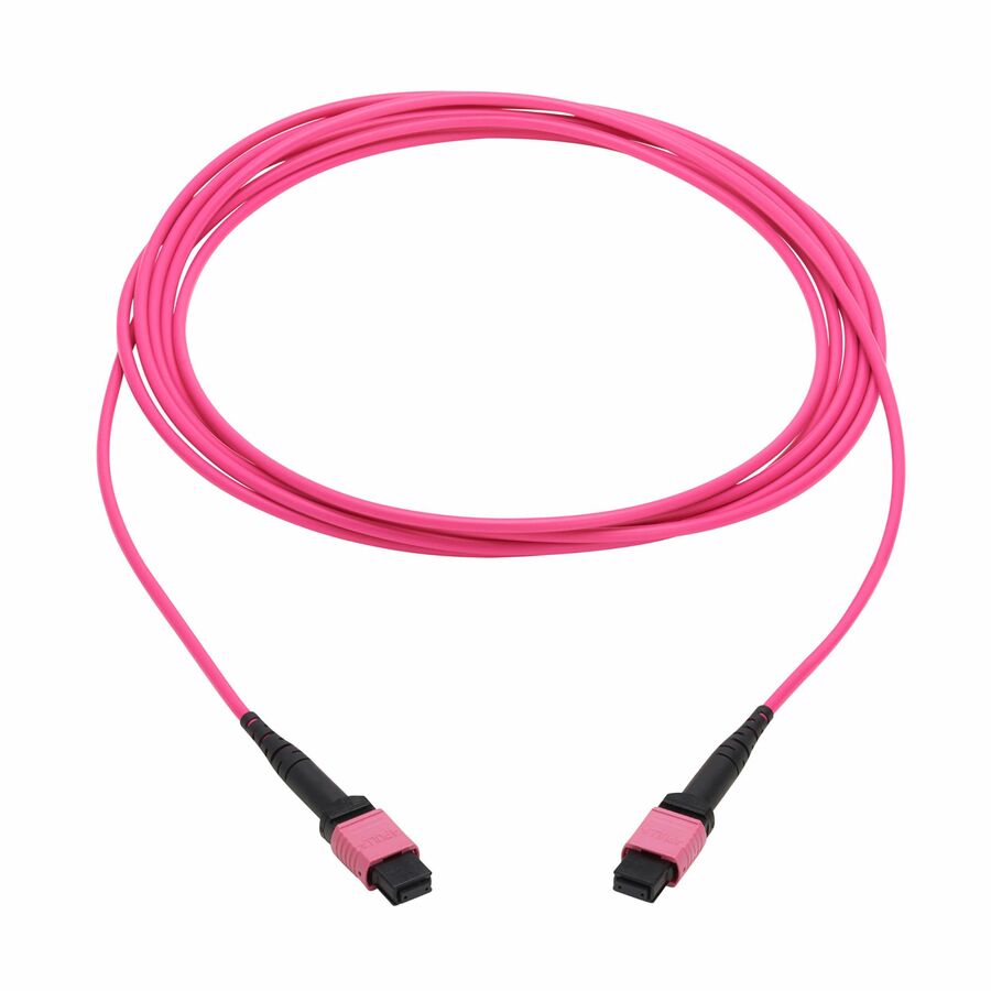 Eaton Tripp Lite Series 100G Multimode 50/125 OM4 Fiber Optic Cable (12F MTP/MPO-PC F/F), OFNP, Magenta, 5 m (16.4 ft.), TAA
