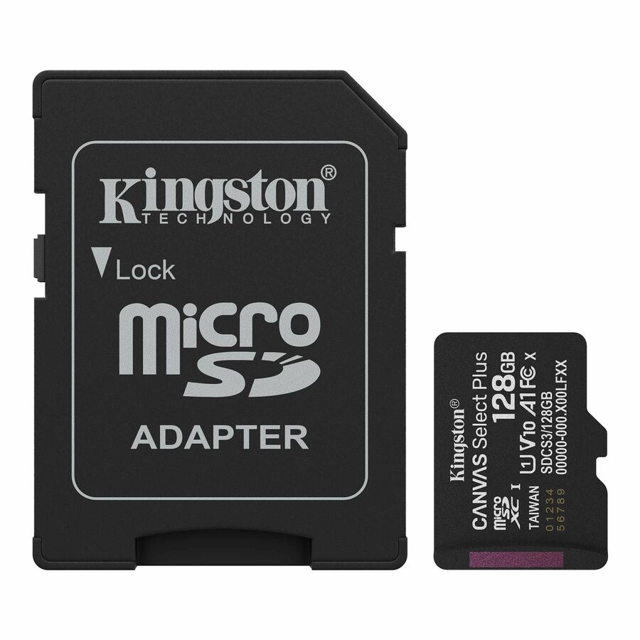 Kingston Canvas Select Plus 128 GB Class 10/UHS-I (U1) V10 microSDXC - 1 Each