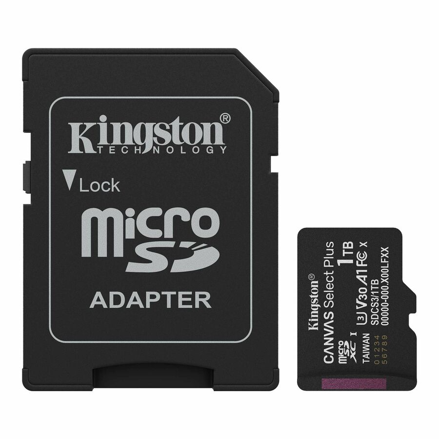 Kingston Canvas Select Plus 1 TB Class 10/UHS-I (U3) V30 microSDXC - 1