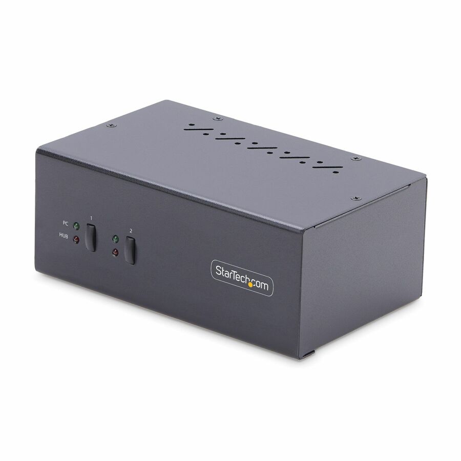 StarTech 2-Port Dual-Monitor DisplayPort KVM Switch, 4K 60Hz, 2x USB 5Gbps Ports, Hotkey/Push-Button Switching, TAA Compliant