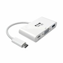 Eaton Tripp Lite Series USB-C to VGA Adapter with USB 3.x (5Gbps) Hub Ports and 60W PD Charging, White