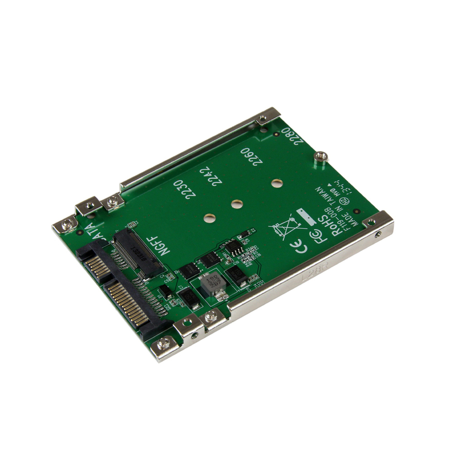 StarTech M.2 SATA SSD to 2.5in SATA Adapter, Open-Frame Bracket Converter, 7mm High, M2 Drive Adapter, Not Compatible with NVMe, TAA
