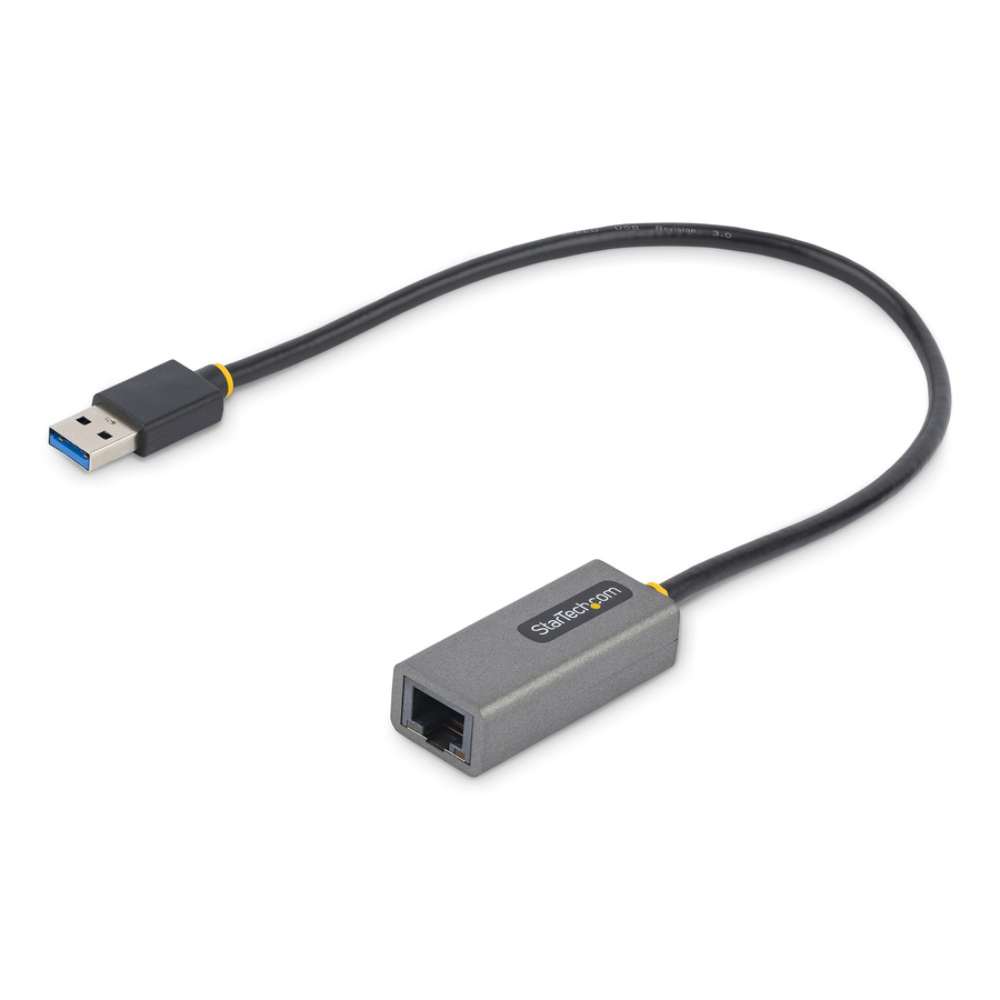 StarTech USB to Ethernet Adapter, USB 3.0 to 10/100/1000 Gigabit Ethernet LAN Adapter, 1ft/30cm Attached Cable, USB to RJ45 Adapter